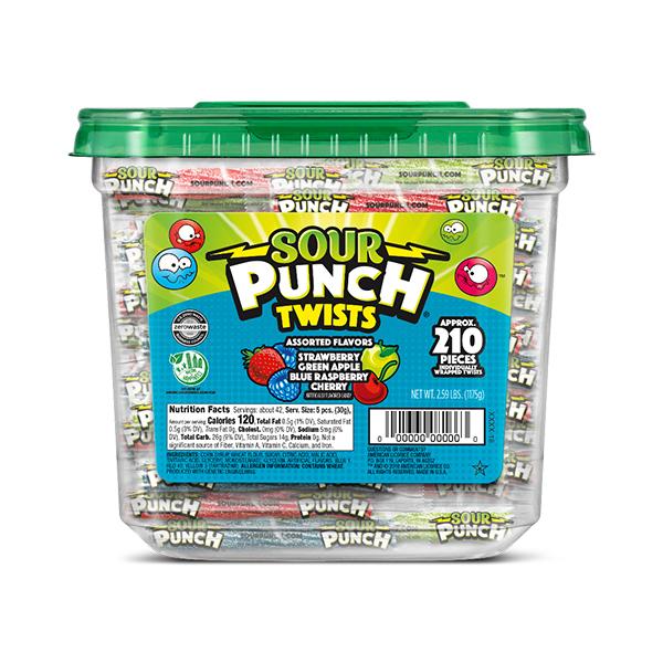 Sour Punch Assorted Twists Jar Albanese Confectionery